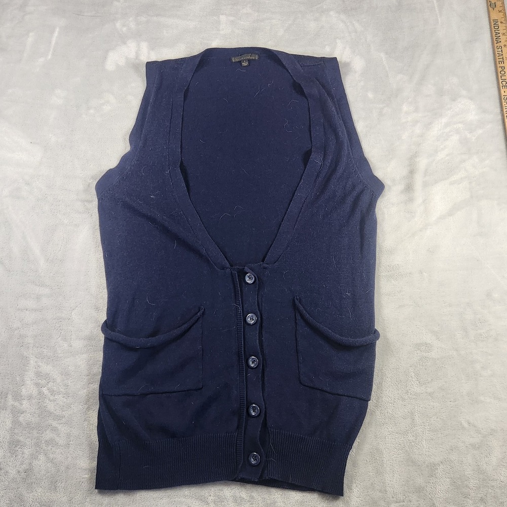 LUCCA Couture Navy Knit V-neck Vest‎ 90s Y2k Grandpacore Retro Academia Small